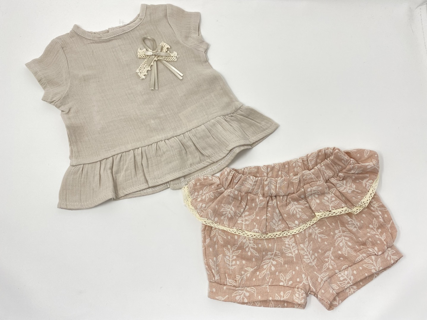 Baby Sommer Set Zweiteiler Musselin Kleidchen & Shorts / Bloomer